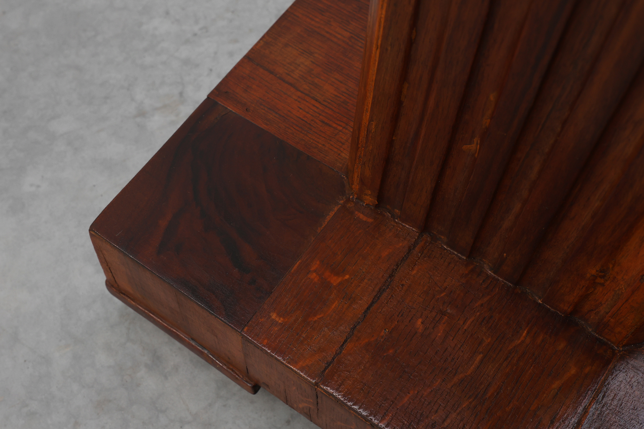 Art Deco oak and red marble pedestal or side table, France 1920sthumbnail